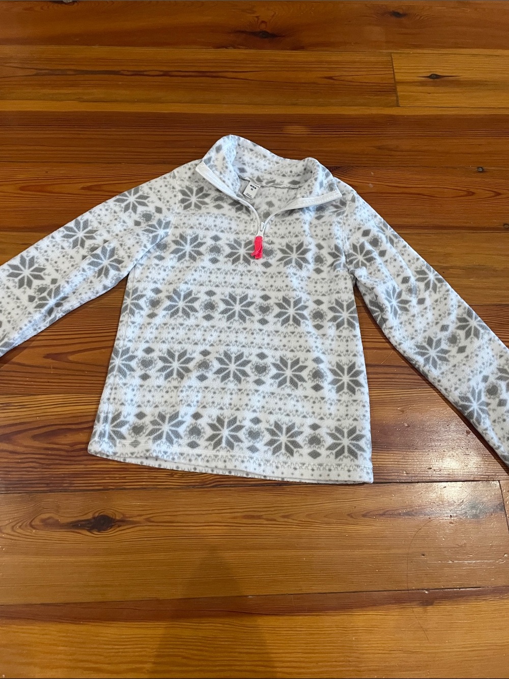 Old Navy Girls' Snowflake Quarter-Zip Pullover - White, Gray & Pink